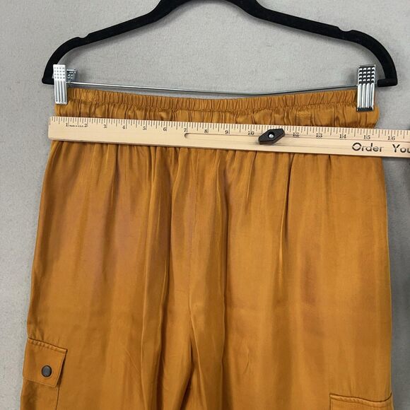 Cinq a Sept Pants Womens Medium Mustard Nuluu Bow Ruffle Tiered Cargo Wide Leg - Picture 11 of 16